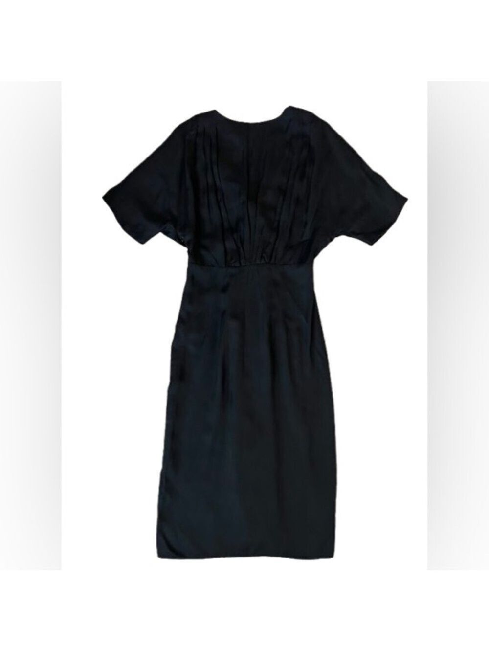 Prada Deep V Dolman Sleeved Black Midi Dress Size 40 - Picture 4 of 9